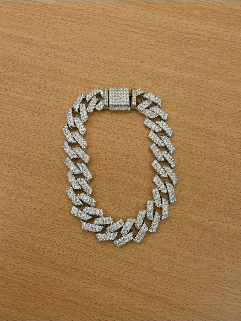 Silver Pave Cuban Link Necklace